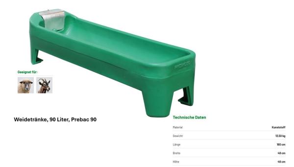 Weidetränke, 90 Liter, Prebac 90